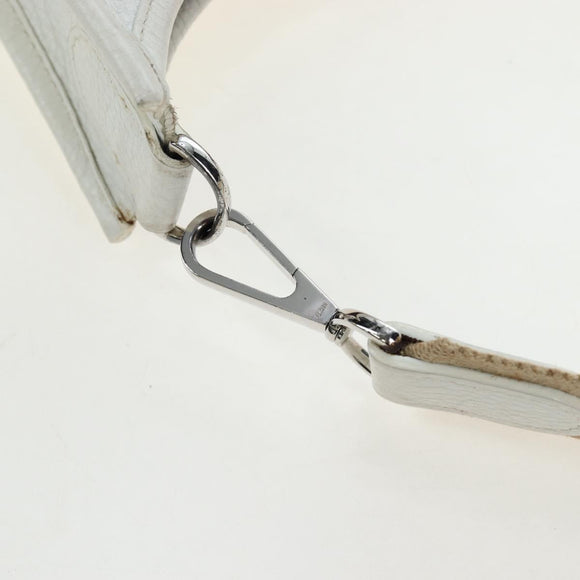 HERMES Evelyn 1GM Shoulder Bag Leather White Silver Auth 195640SAM