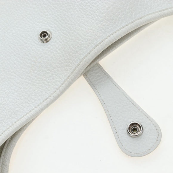 HERMES Evelyn 1GM Shoulder Bag Leather White Silver Auth 195640SAM