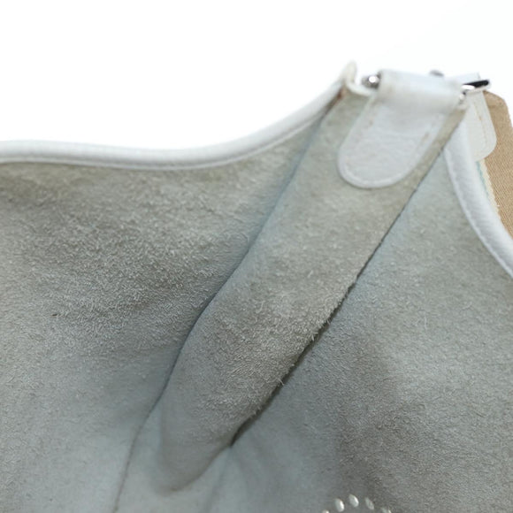 HERMES Evelyn 1GM Shoulder Bag Leather White Silver Auth 195640SAM