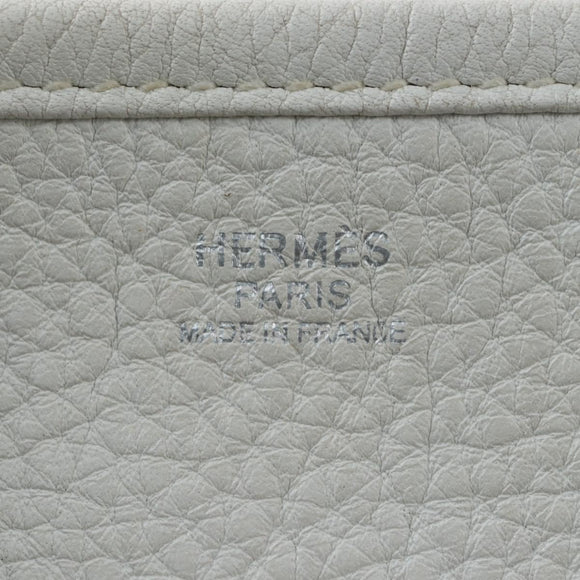 HERMES Evelyn 1GM Shoulder Bag Leather White Silver Auth 195640SAM