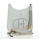 HERMES Evelyn 1GM Shoulder Bag Leather White Silver Auth 195640SAM-24