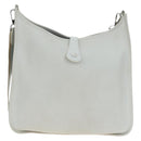 HERMES Evelyn 1GM Shoulder Bag Leather White Silver Auth 195640SAM-3