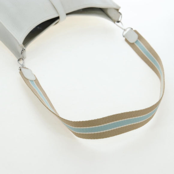 HERMES Evelyn 1GM Shoulder Bag Leather White Silver Auth 195640SAM