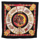 HERMES Carre 90 Scarf ”CHEVAUX DE TRAIT” Silk Black Auth 195641M-1