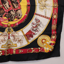 HERMES Carre 90 Scarf ”CHEVAUX DE TRAIT” Silk Black Auth 195641M-10