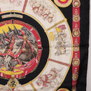 HERMES Carre 90 Scarf ”CHEVAUX DE TRAIT” Silk Black Auth 195641M-19