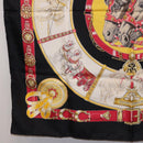 HERMES Carre 90 Scarf ”CHEVAUX DE TRAIT” Silk Black Auth 195641M-20