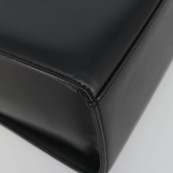 GIVENCHY Hand Bag Leather Black Gold Auth 195642A