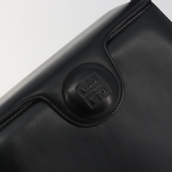 GIVENCHY Hand Bag Leather Black Gold Auth 195642A