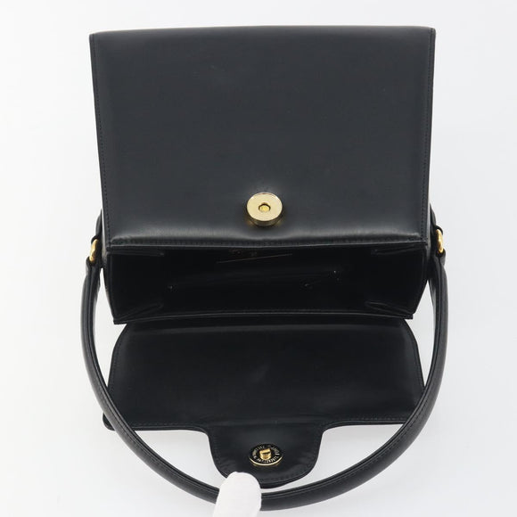 GIVENCHY Hand Bag Leather Black Gold Auth 195642A