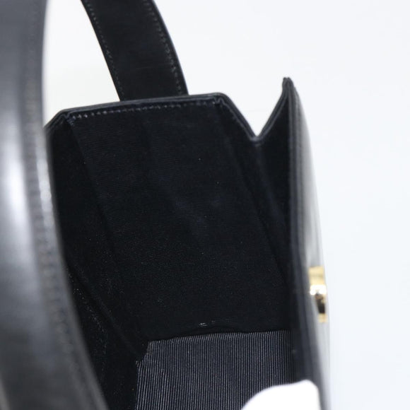 GIVENCHY Hand Bag Leather Black Gold Auth 195642A