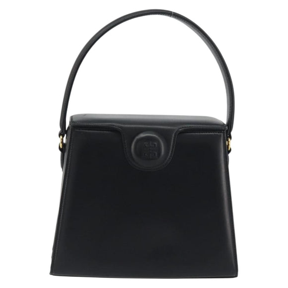 GIVENCHY Hand Bag Leather Black Gold Auth 195642A