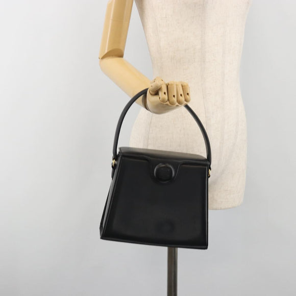 GIVENCHY Hand Bag Leather Black Gold Auth 195642A