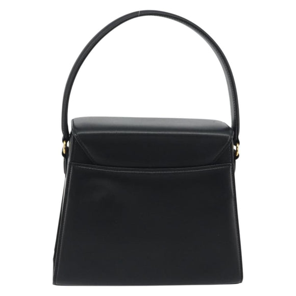 GIVENCHY Hand Bag Leather Black Gold Auth 195642A