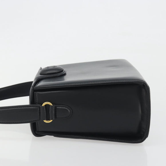 GIVENCHY Hand Bag Leather Black Gold Auth 195642A