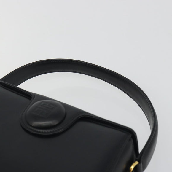 GIVENCHY Hand Bag Leather Black Gold Auth 195642A