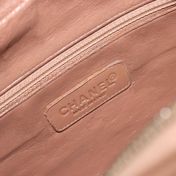 CHANEL Hand Bag Caviar Skin Brown Silver CC Auth 195643A
