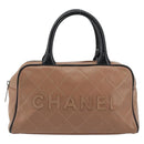 CHANEL Hand Bag Caviar Skin Brown Silver CC Auth 195643A-13