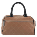 CHANEL Hand Bag Caviar Skin Brown Silver CC Auth 195643A-2