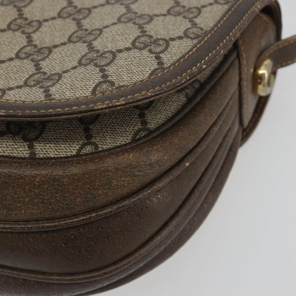 GUCCI GG Supreme Shoulder Bag PVC Beige Gold Auth 195645