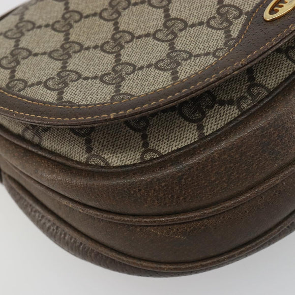 GUCCI GG Supreme Shoulder Bag PVC Beige Gold Auth 195645