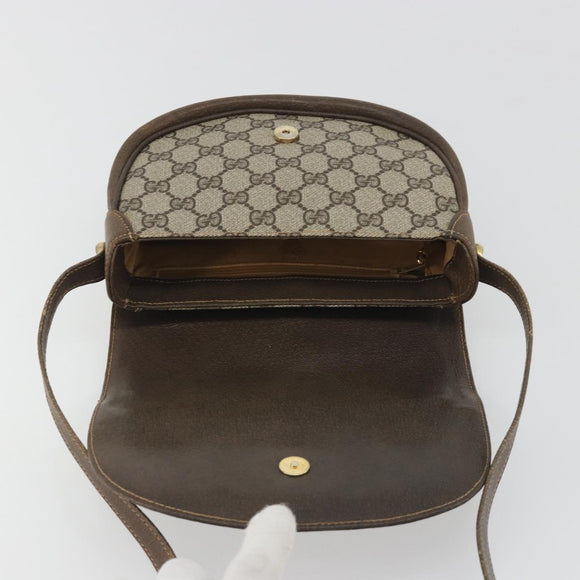 GUCCI GG Supreme Shoulder Bag PVC Beige Gold Auth 195645