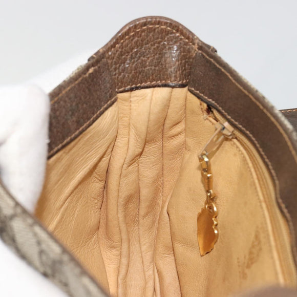 GUCCI GG Supreme Shoulder Bag PVC Beige Gold Auth 195645