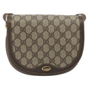 GUCCI GG Supreme Shoulder Bag PVC Beige Gold Auth 195645-13