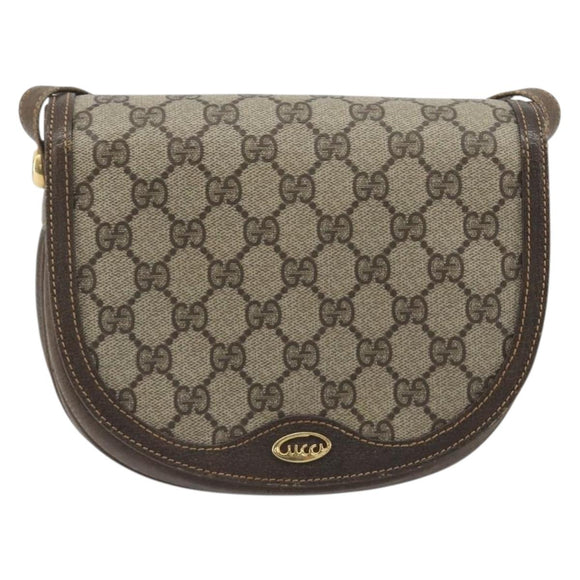GUCCI GG Supreme Shoulder Bag PVC Beige Gold Auth 195645