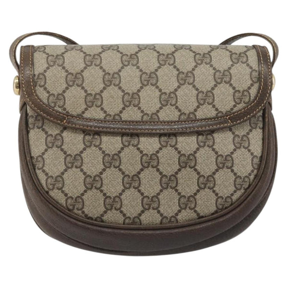 GUCCI GG Supreme Shoulder Bag PVC Beige Gold Auth 195645