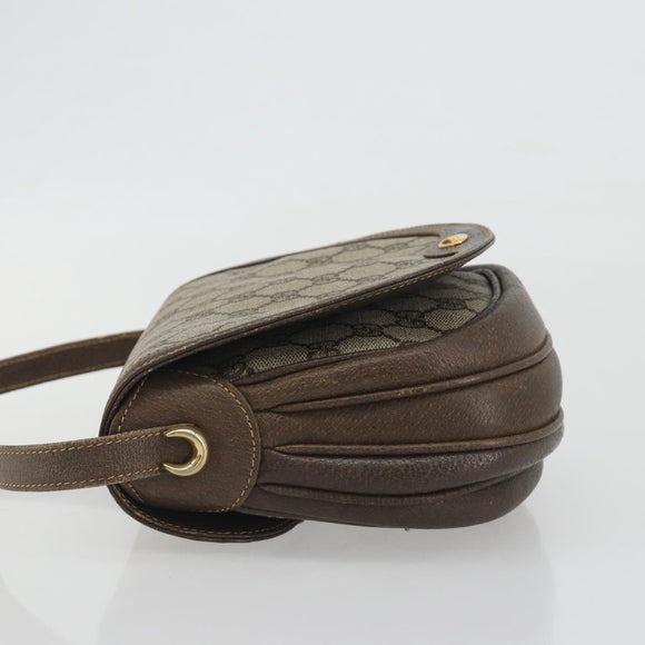 GUCCI GG Supreme Shoulder Bag PVC Beige Gold Auth 195645