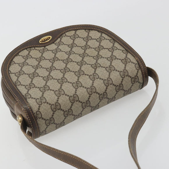 GUCCI GG Supreme Shoulder Bag PVC Beige Gold Auth 195645