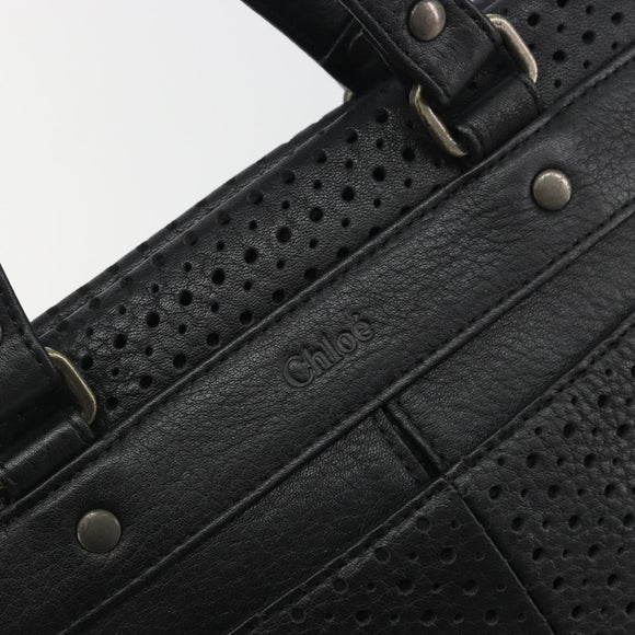 Chloe Hand Bag Leather Black Auth 195646A