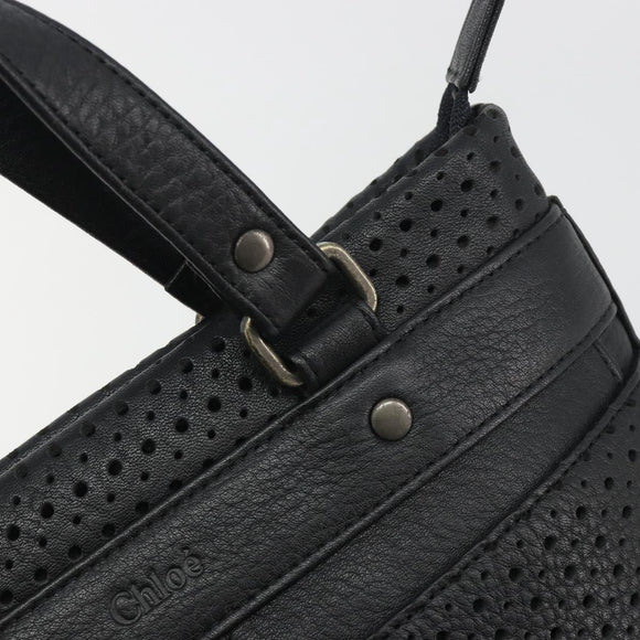 Chloe Hand Bag Leather Black Auth 195646A