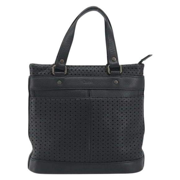 Chloe Hand Bag Leather Black Auth 195646A