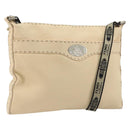 FENDI Celeria Shoulder Bag Leather Ivory Silver Auth 195647V-1