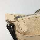 FENDI Celeria Shoulder Bag Leather Ivory Silver Auth 195647V-19