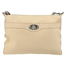 FENDI Celeria Shoulder Bag Leather Ivory Silver Auth 195647V-13