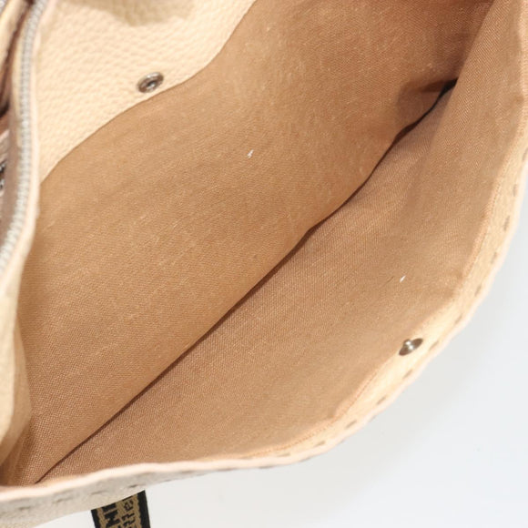 FENDI Celeria Shoulder Bag Leather Ivory Silver Auth 195647V