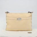 FENDI Celeria Shoulder Bag Leather Ivory Silver Auth 195647V-12