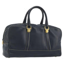 LOEWE Amazonas Hand Bag Leather Navy Gold Auth 195648A-1
