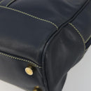 LOEWE Amazonas Hand Bag Leather Navy Gold Auth 195648A-9