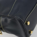 LOEWE Amazonas Hand Bag Leather Navy Gold Auth 195648A-14