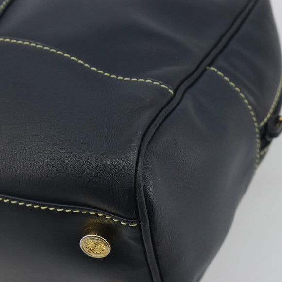 LOEWE Amazonas Hand Bag Leather Navy Gold Auth 195648A