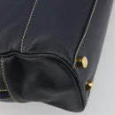 LOEWE Amazonas Hand Bag Leather Navy Gold Auth 195648A-16