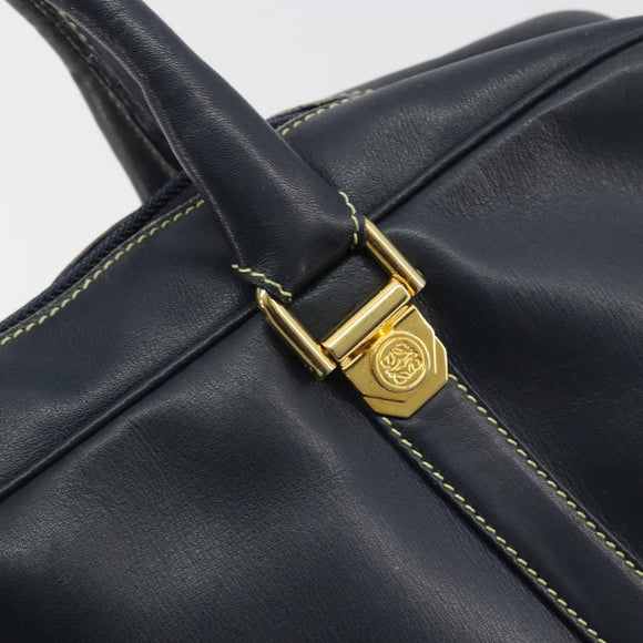 LOEWE Amazonas Hand Bag Leather Navy Gold Auth 195648A