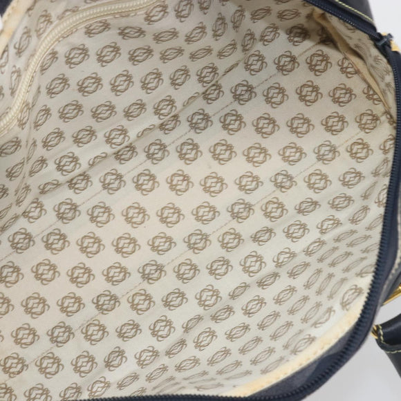 LOEWE Amazonas Hand Bag Leather Navy Gold Auth 195648A