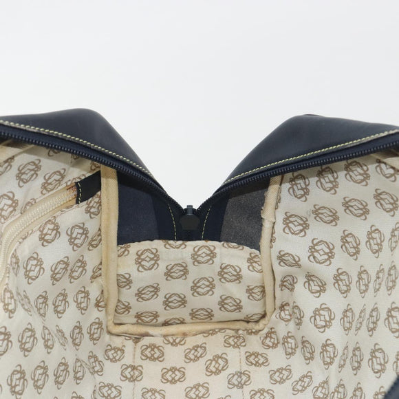 LOEWE Amazonas Hand Bag Leather Navy Gold Auth 195648A