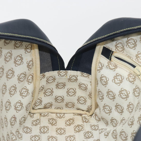 LOEWE Amazonas Hand Bag Leather Navy Gold Auth 195648A