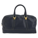 LOEWE Amazonas Hand Bag Leather Navy Gold Auth 195648A-13